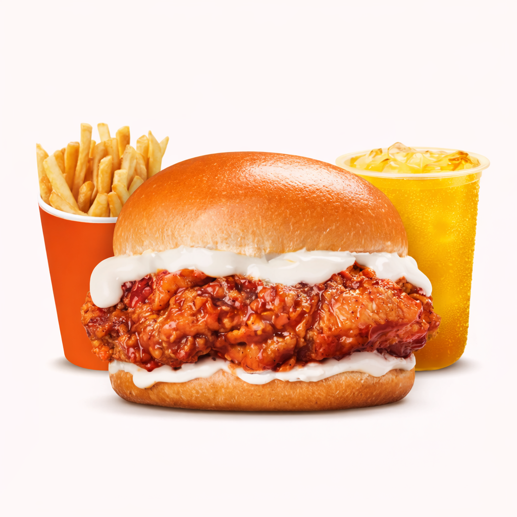 Chicken Burger Korean Spicy Combo
