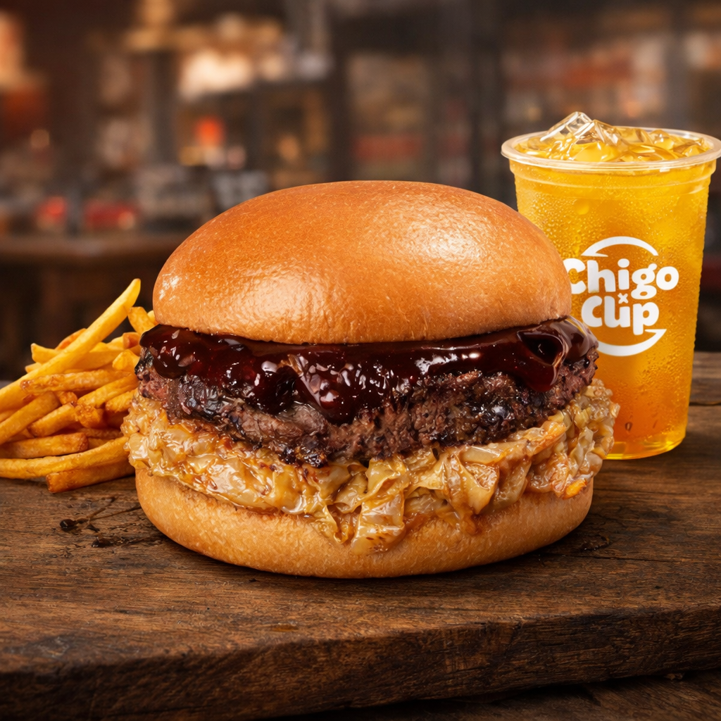 ChiMate Black/Red Sauce Beef Burger