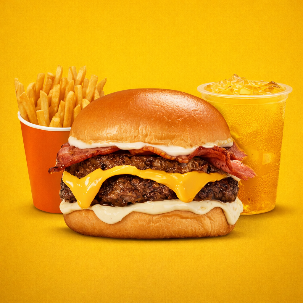 Double Beef Rasher Cheese Burger Combo
